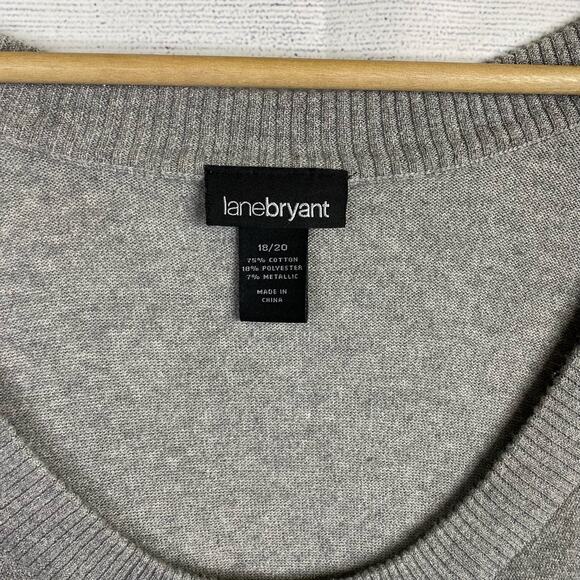 Lane Bryant Womens Size 18/20 Sweater Gray Silver Scoop Neck Sparkly Top - Picture 3 of 6